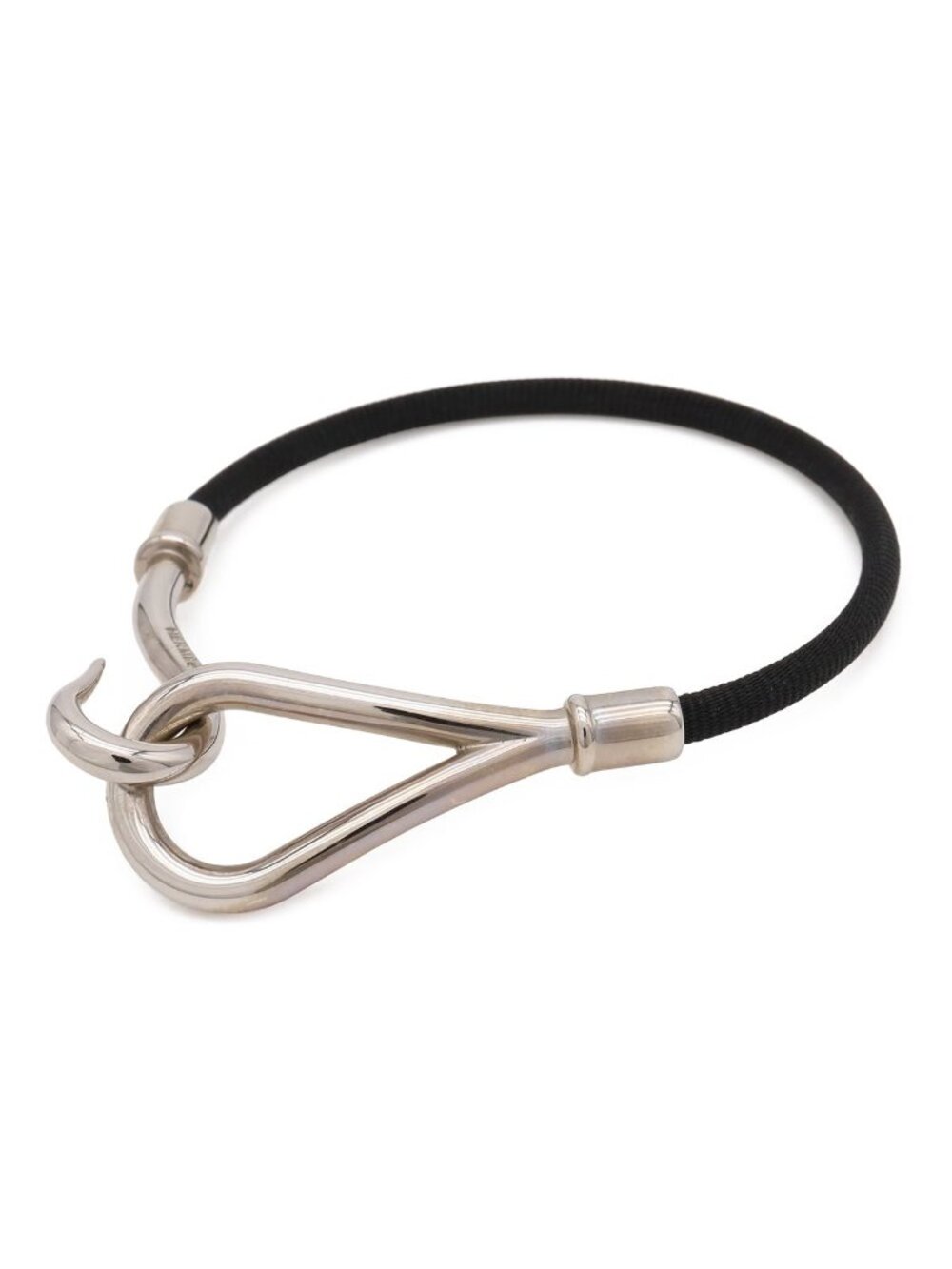 Hermes Jumbo Bracelet Nylon Cord Black Silver